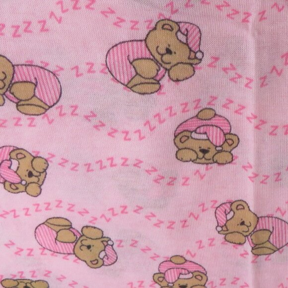 Pink FABRIC with sleeping Teddy Bear, combed cotton knit 1yd 60" wide - Picture 4 of 4